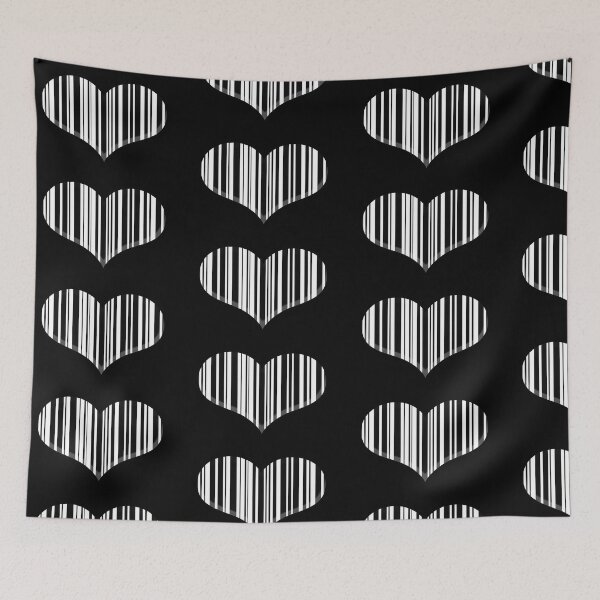Aperçu de l'œuvre code-barres en forme de coeur, autocollant imprimé sur un T-shirt créée et vendue par vilma3000.