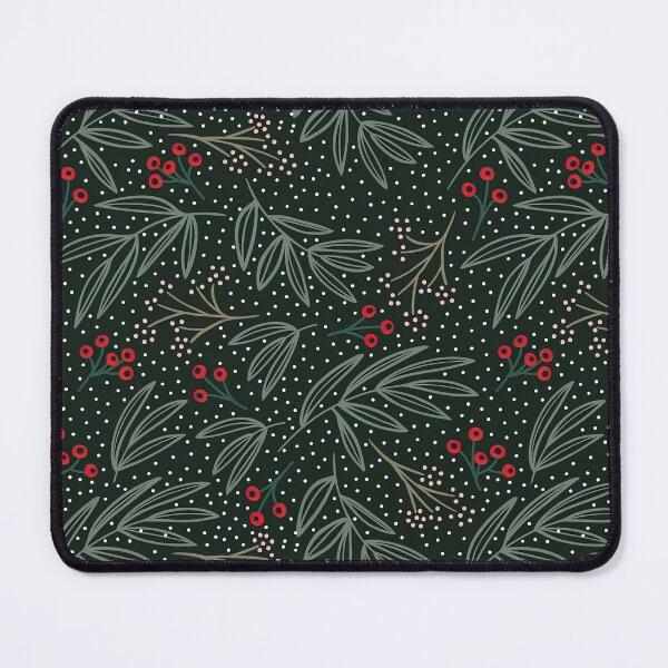 Item preview, Retro Christmas Floral Pattern with with Red Berries, Green Leaves and Snow designed and sold by graphic-genie.