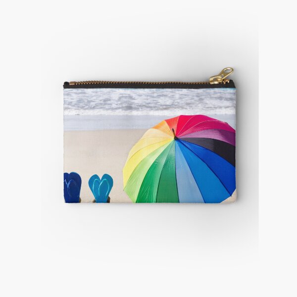 Item preview, Summer background with rainbow umbrella and flip flops designed and sold by ellensmile.