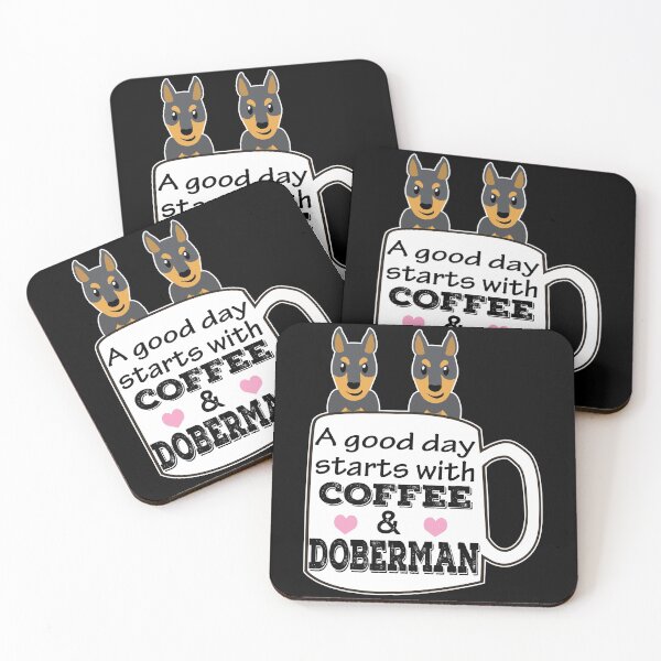 Item preview, a good day starts with coffee and doberman, cute doberman lover designed and sold by alaechamlal.