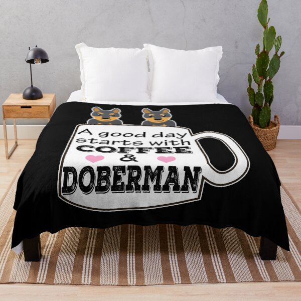 Item preview, a good day starts with coffee and doberman, cute doberman lover designed and sold by alaechamlal.