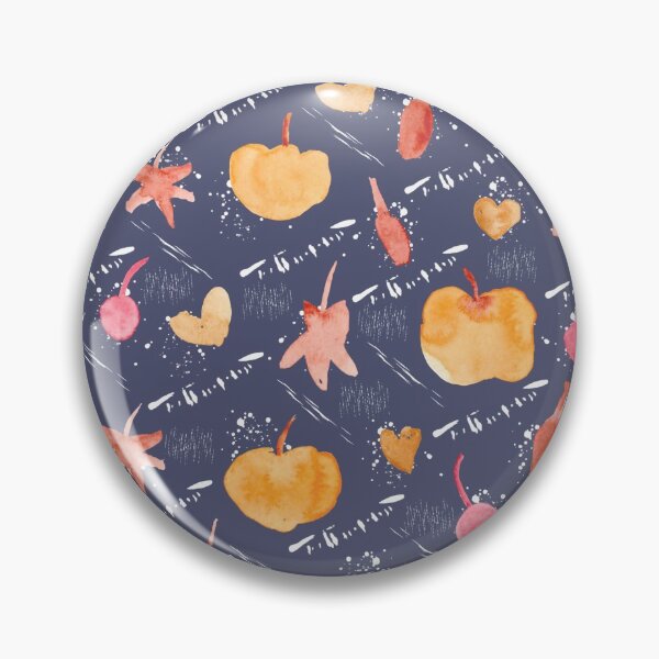Item preview, Grey Navy Watercolour Halloween Pumpkin Cherry Leaves designed and sold by Lozzie Eliza Designs.