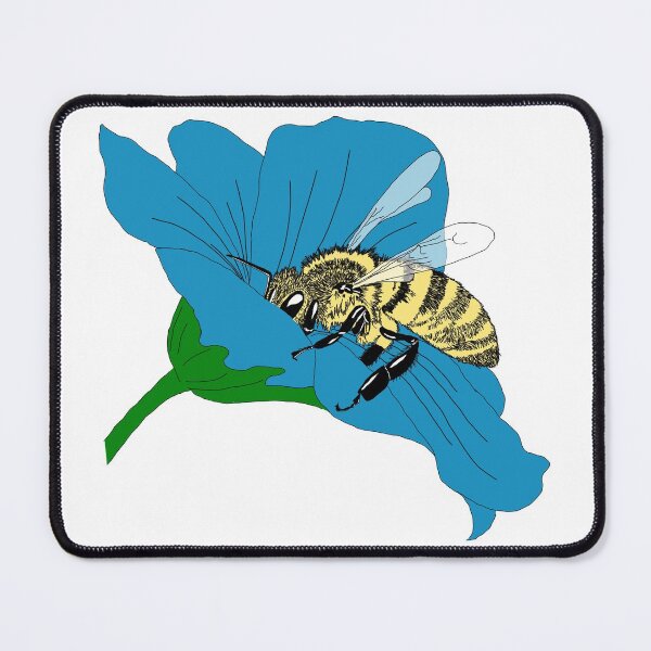 Item preview, Honeybee Blue Flower Illustration  designed and sold by HRSCreates.