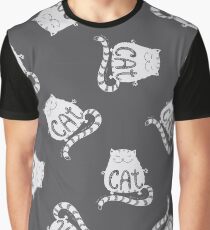 Nahtloses Muster der netten fetten Katze, lustige Hand gezeichnet Grafik T-Shirt