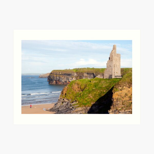castle beach and cliffs in Ballybunion Art Print