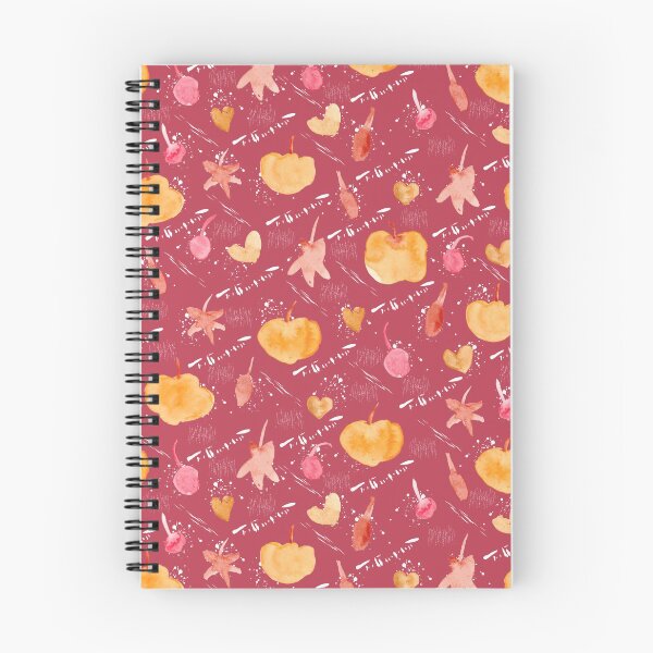 Item preview, Deep Pink Watercolour Halloween Pumpkin Cherry Leaves designed and sold by Lozzie Eliza Designs.