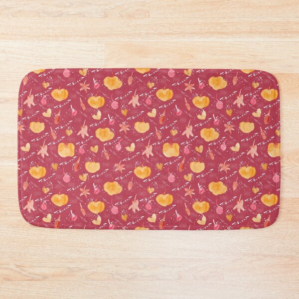 Item preview, Deep Pink Watercolour Halloween Pumpkin Cherry Leaves designed and sold by Lozzie Eliza Designs.