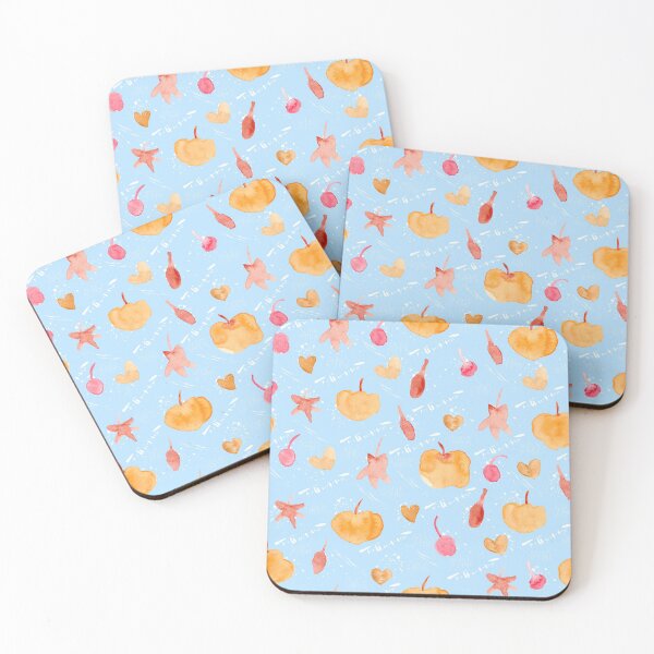 Item preview, Light Blue Watercolour Halloween Pumpkin Cherry Leaves designed and sold by Lozzie Eliza Designs.