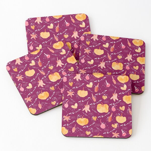 Item preview, Burgundy Watercolour Halloween Pumpkin Cherry Leaves designed and sold by Lozzie Eliza Designs.
