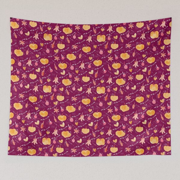 Item preview, Burgundy Watercolour Halloween Pumpkin Cherry Leaves designed and sold by Lozzie Eliza Designs.