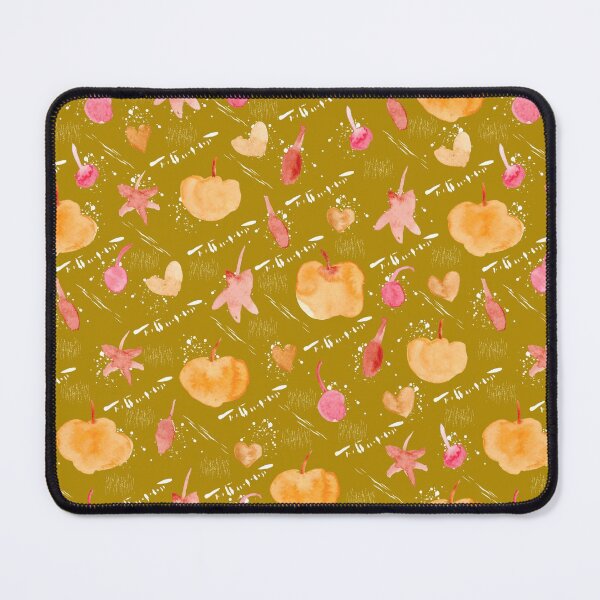 Item preview, Mustard Watercolour Halloween Pumpkin Cherry Leaves designed and sold by Lozzie Eliza Designs.