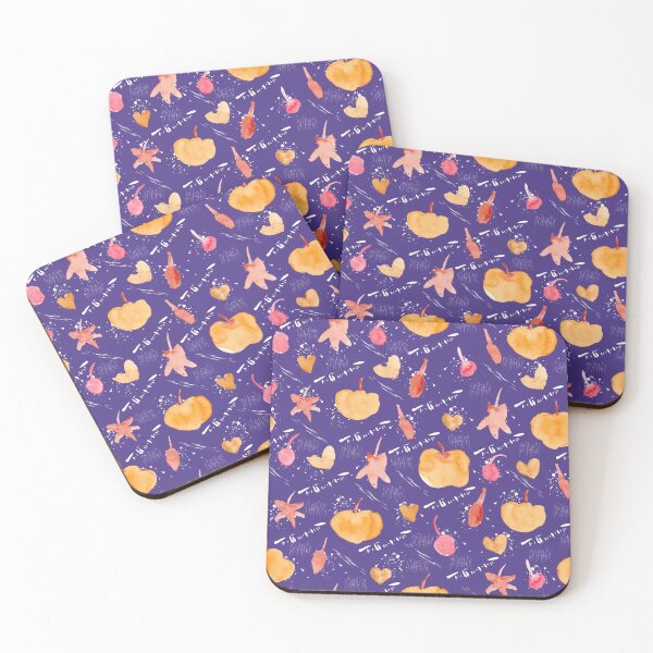 Item preview, Purple Watercolour Halloween Pumpkin Cherry Leaves designed and sold by Lozzie Eliza Designs.