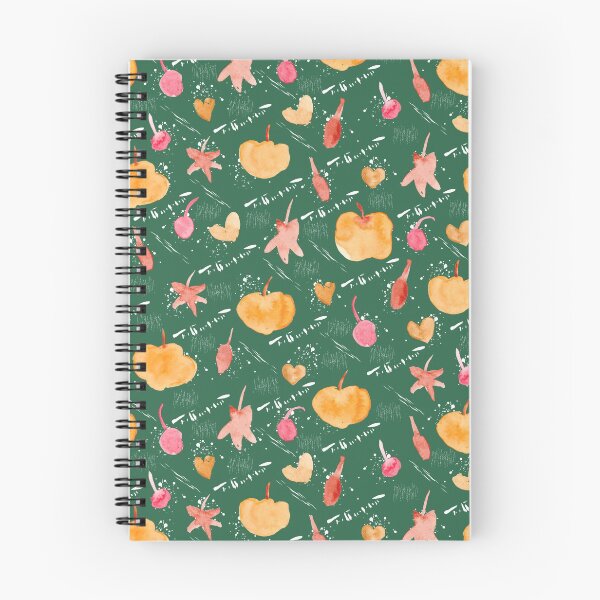 Item preview, Deep Green Watercolour Halloween Pumpkin Cherry Leaves designed and sold by Lozzie Eliza Designs.