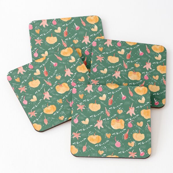 Item preview, Deep Green Watercolour Halloween Pumpkin Cherry Leaves designed and sold by Lozzie Eliza Designs.