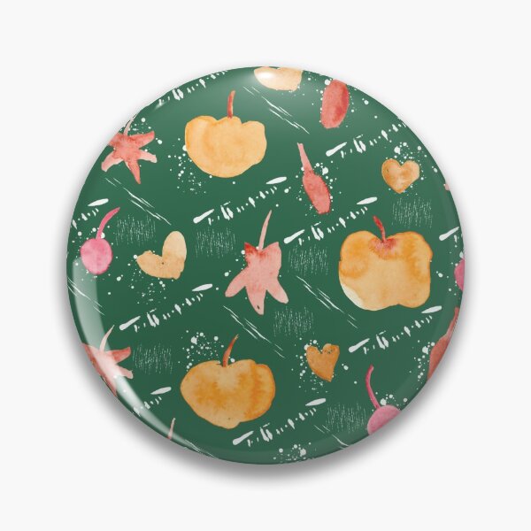 Item preview, Deep Green Watercolour Halloween Pumpkin Cherry Leaves designed and sold by Lozzie Eliza Designs.