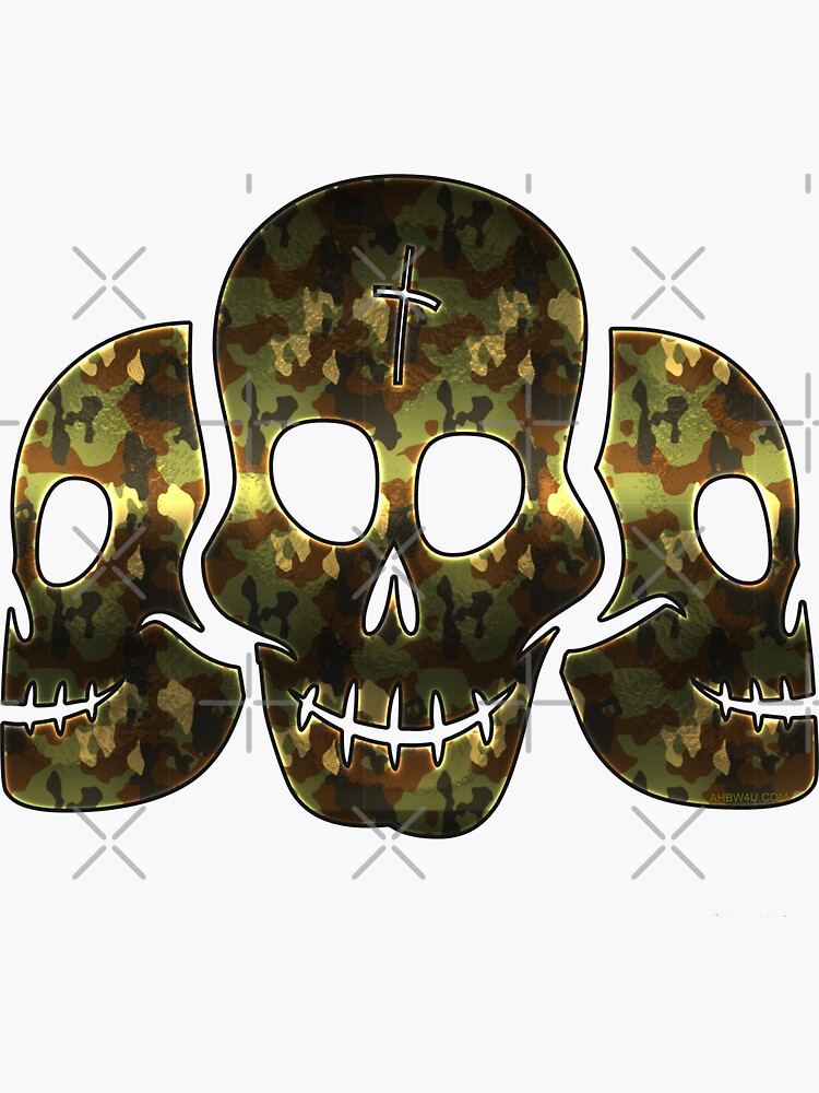 3 head skulls camouflage by PartnersInTrust