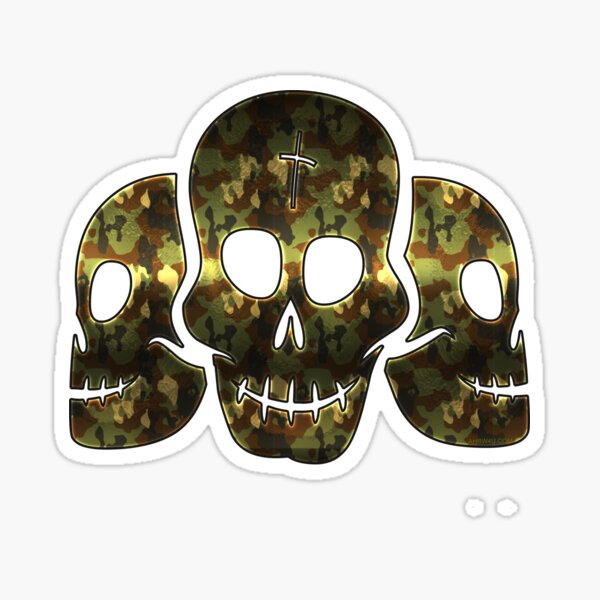 3 head skulls camouflage  Sticker