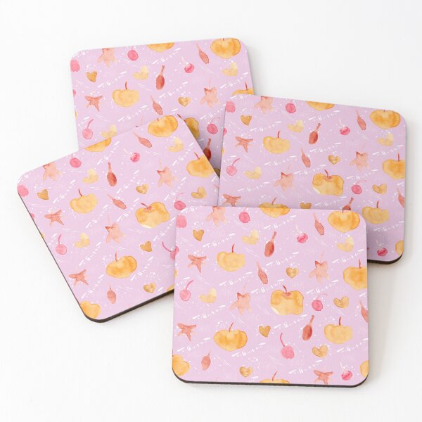 Item preview, Pink Watercolour Halloween Pumpkin Cherry Leaves designed and sold by Lozzie Eliza Designs.