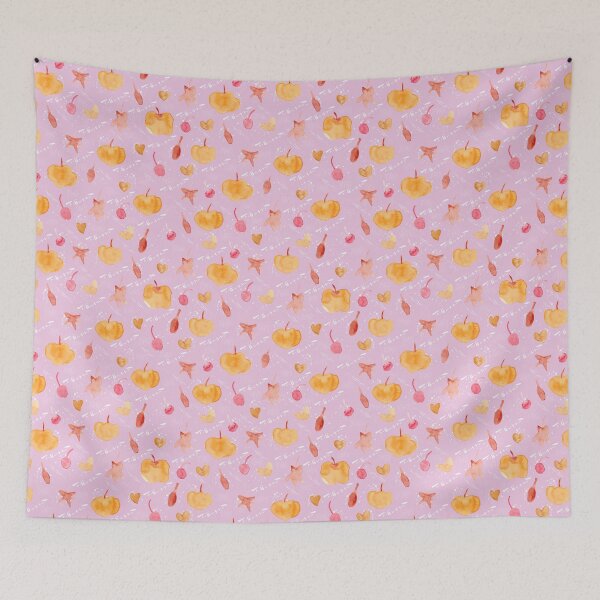 Item preview, Pink Watercolour Halloween Pumpkin Cherry Leaves designed and sold by Lozzie Eliza Designs.