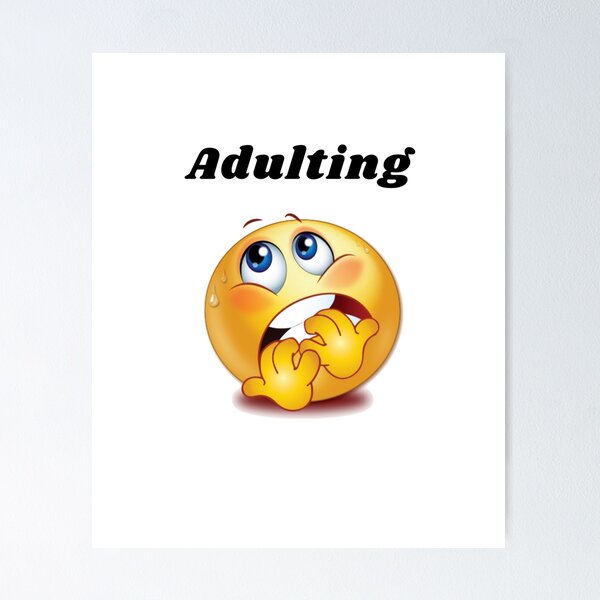 Yellow Funny Emoji Wine Anxiety Sad Poster for Sale by myzpooh