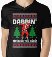 Dabbin Through The Snow Men's V-Neck T-Shirt