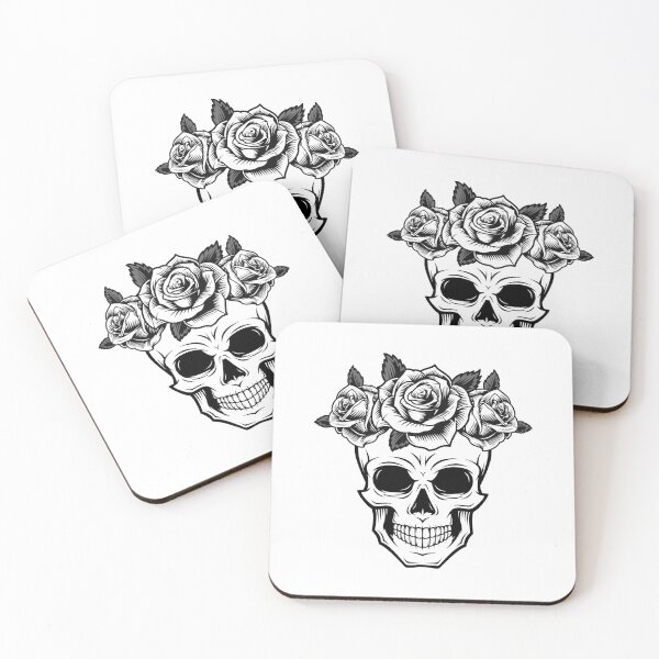 Item preview, Black and White Skull With Roses designed and sold by thelustrous.