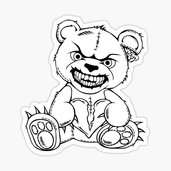 Silhouette of a torn sewn up teddy bear with a broken heart in its paws  Sticker for Sale by Tsvet04ek