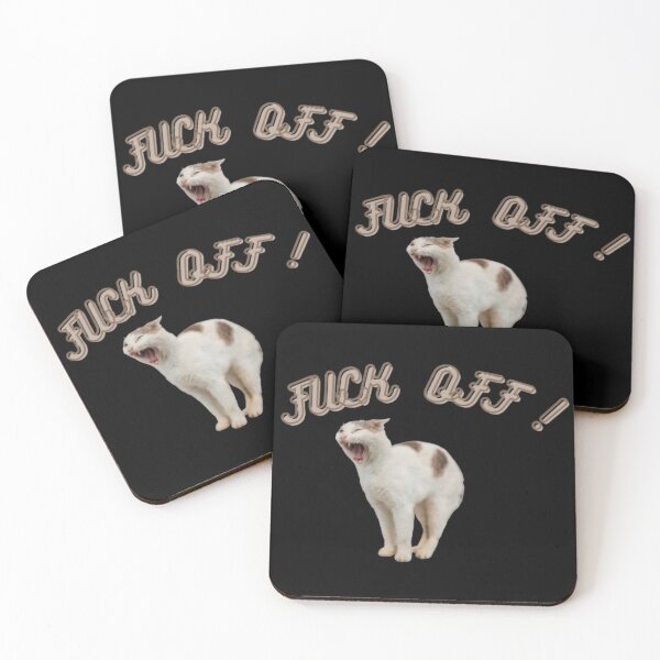 Item preview, Funny rude cat shouting Feck Off angry kitty shouting kitten designed and sold by LeBreab.