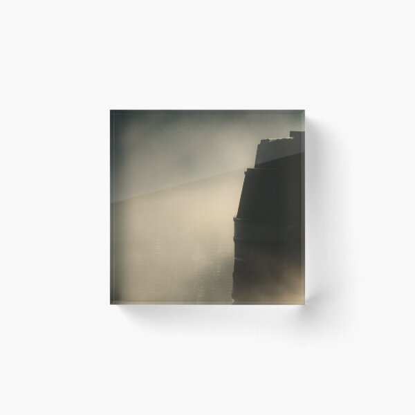Narrowboat Silhouette and Mist Acrylic Block