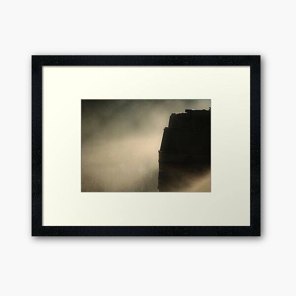 Narrowboat Silhouette and Mist Framed Art Print