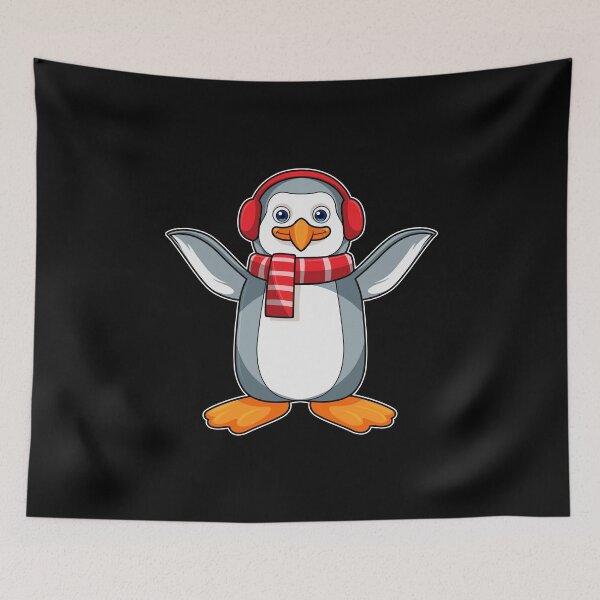 Aperçu de l'œuvre Penguin with Scarf & Headphone créée et vendue par Snabdesign84.