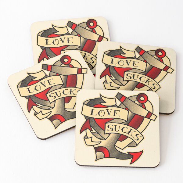 Item preview, Love sucks, anchor and heart with traditional  tattoo style banner designed and sold by weilertsen.
