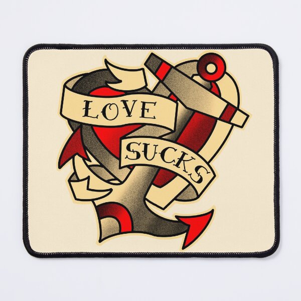 Item preview, Love sucks, anchor and heart with traditional  tattoo style banner designed and sold by weilertsen.