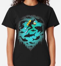 Geschraubt | Lustiger Haifisch und Taucher Illustration Classic T-Shirt