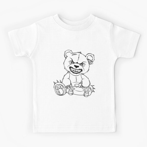 Brown angry bear with joystick, game player, cartoon bear wth red eyes,  smiling bear Kids T-Shirt for Sale by Tsvet04ek