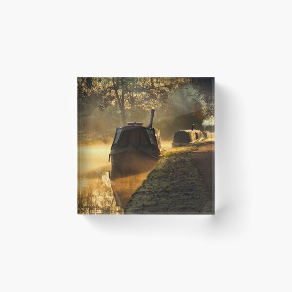 Narrowboats, Mist and Smoke Acrylic Block