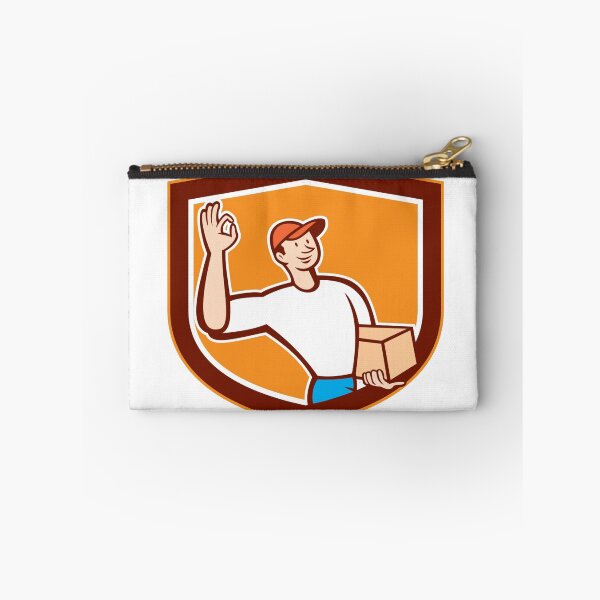 Item preview, Delivery Man Okay Sign Shield Cartoon designed and sold by patrimonio.