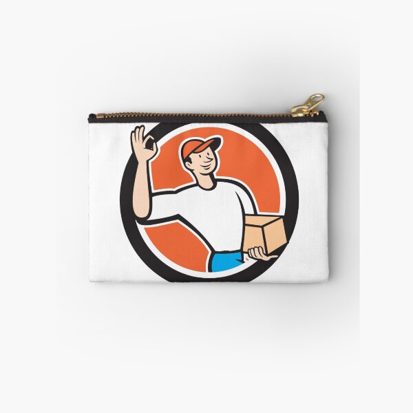 Item preview, Delivery Man Okay Sign Parcel Circle Cartoon designed and sold by patrimonio.