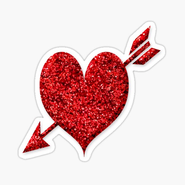 Red Glitter Love Arrow 2 the Heart Sticker