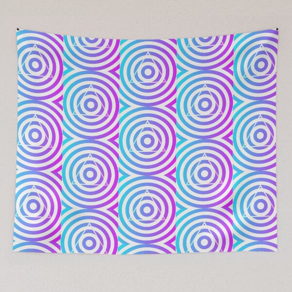 Item preview, Neon bright pink blue and white Illuminati style print designed and sold by DemonicGloom.