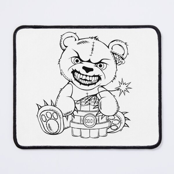 Item preview, Silhouette of a torn sewn-up teddy bear with a toothy smile with dynamite in its paws designed and sold by Tsvet04ek.