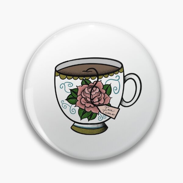 Item preview, Rose tea cup - traditional  tattoo designed and sold by morganbethdraws.