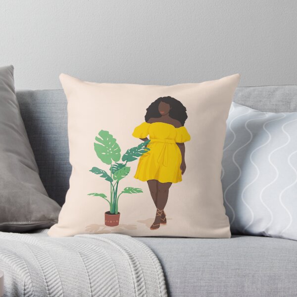 Soleil Portrait - Yellow Throw Pillow