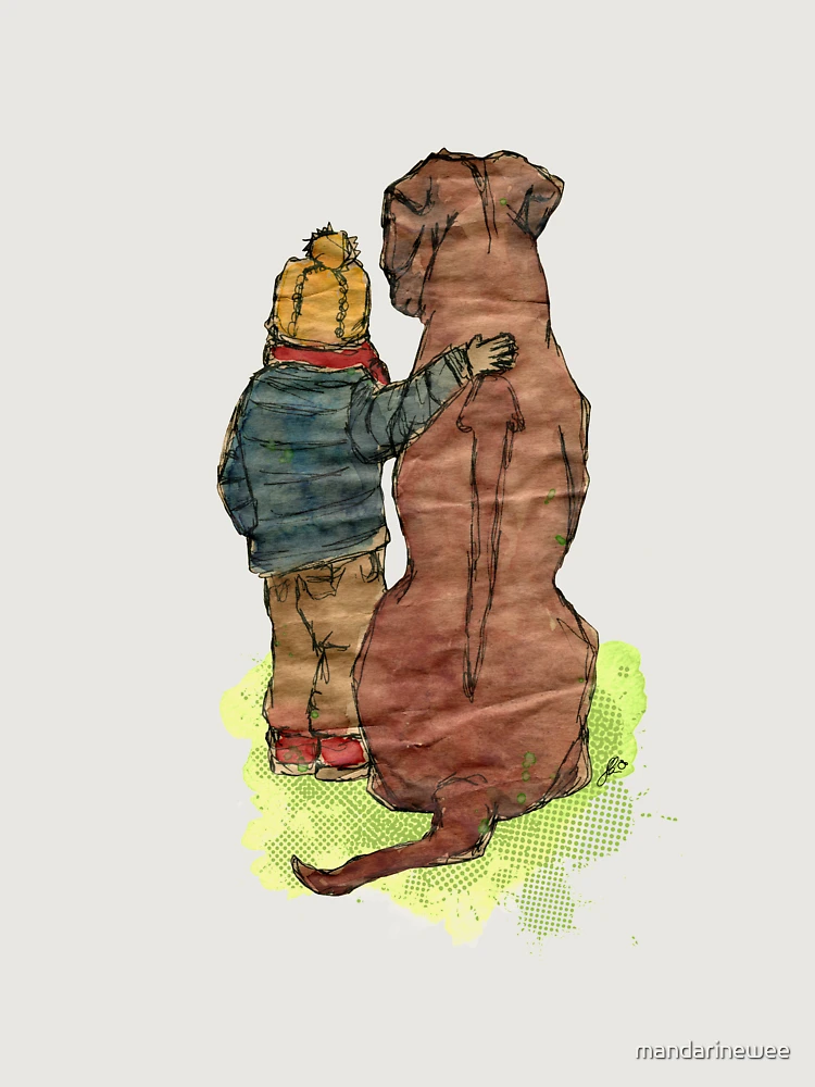 Thumbnail 6 of 6, Premium Oversized Sweatshirt, Friendship - Boy with Rhodesian Ridgeback designed and sold by mandarinewee.