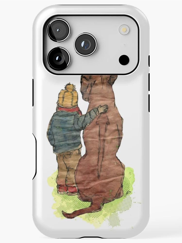 Thumbnail 1 of 4, iPhone Case, Friendship - Boy with Rhodesian Ridgeback designed and sold by mandarinewee.