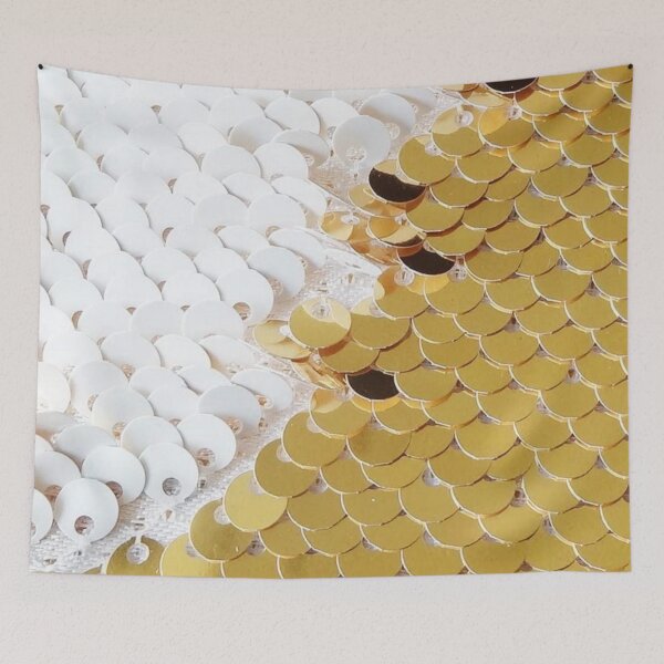 Item preview, Sequin Fabric Shimmer Gold & White Glitter designed and sold by Poetic4Passion.