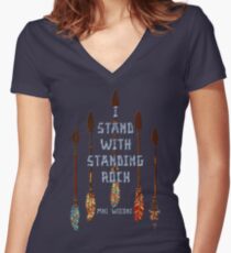 I Standing with Standing Rock - MNI WICONI Women's Fitted V-Neck T-Shirt