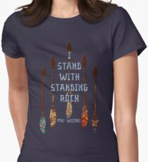 I Standing with Standing Rock - MNI WICONI Women's Fitted T-Shirt
