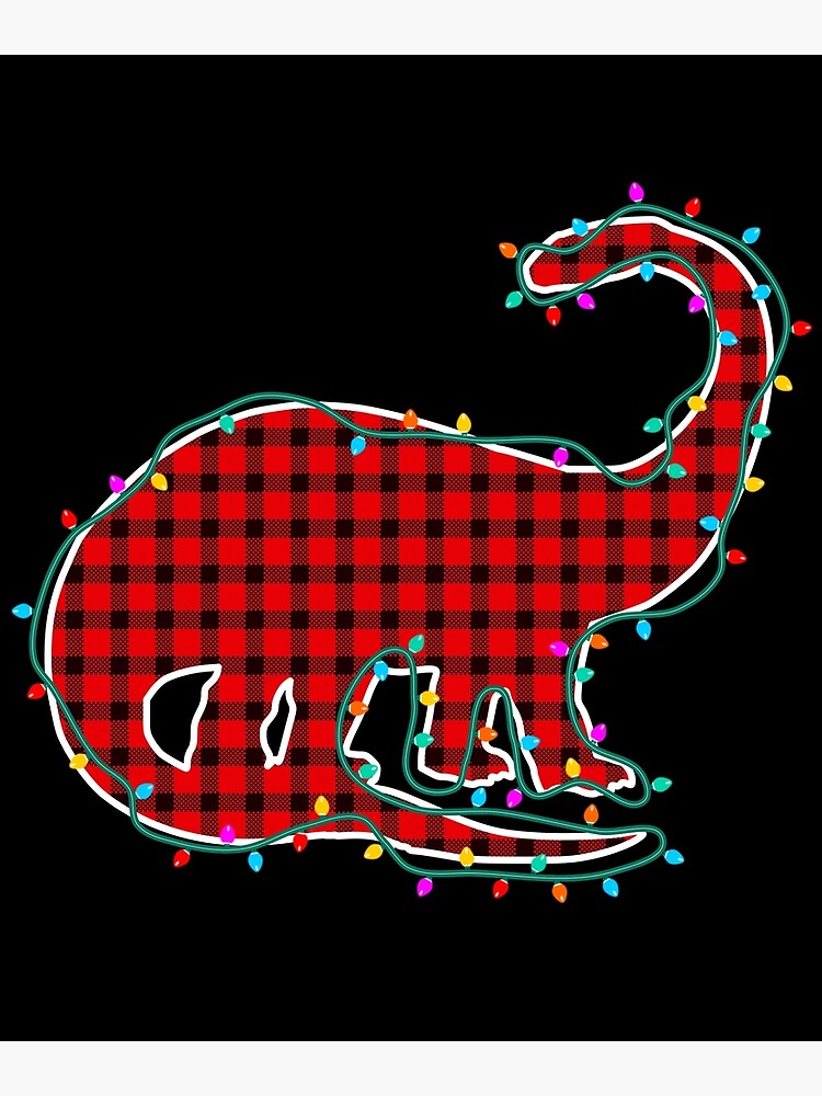 Disover Brontosaurus Plaid In Christmas Lights Premium Matte Vertical Poster