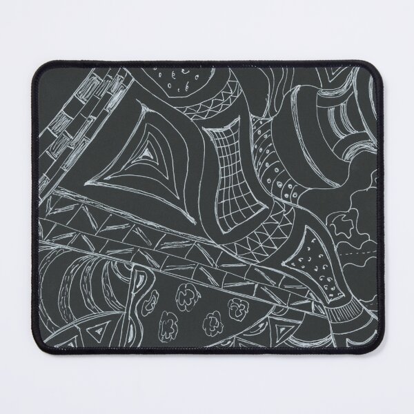 Item preview, Landscape, geometric shapes, black, white, gel pen designed and sold by BebiCervin.